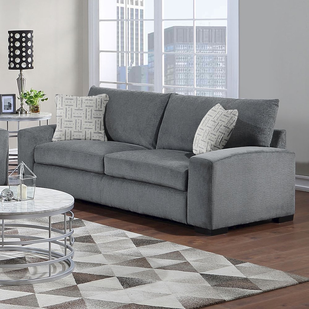 Clayton Modern Upholstered Sofa, Gray. Picture 2
