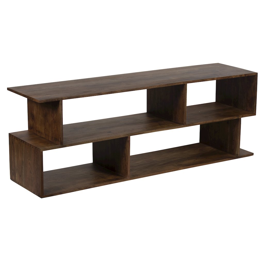 Portola Solid Acacia Wood TV Stand, Brown. Picture 1
