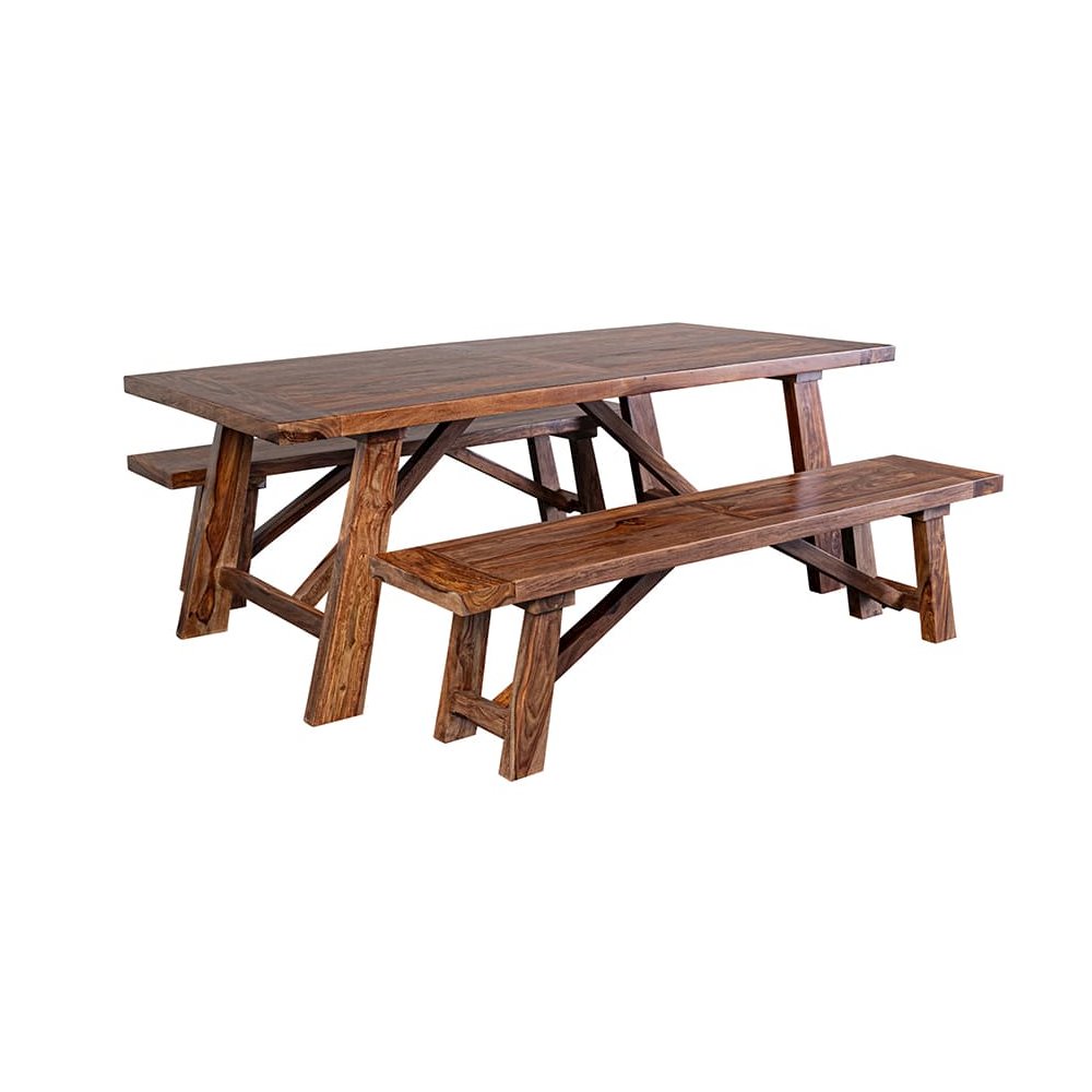Porter Designs Kalispell Solid Sheesham Wood Dining Table, Brown. Picture 6