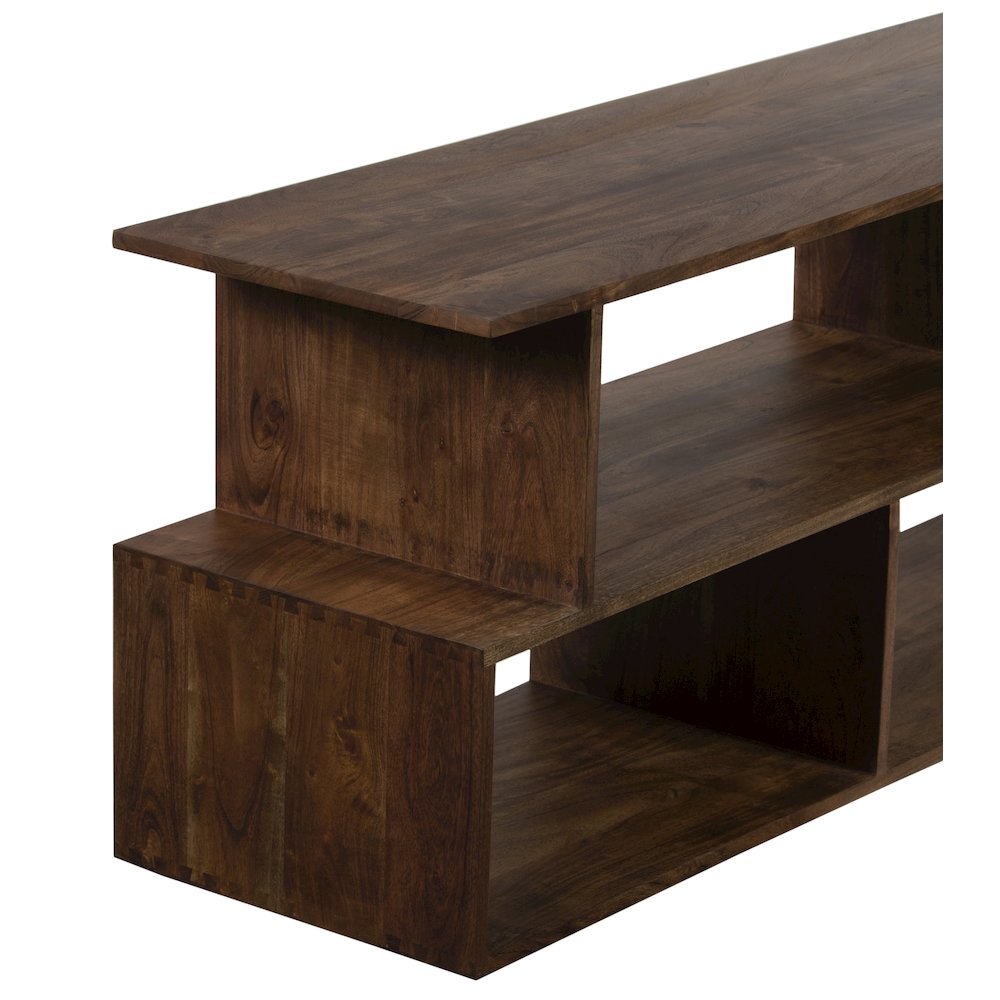 Portola Solid Acacia Wood TV Stand, Brown. Picture 3