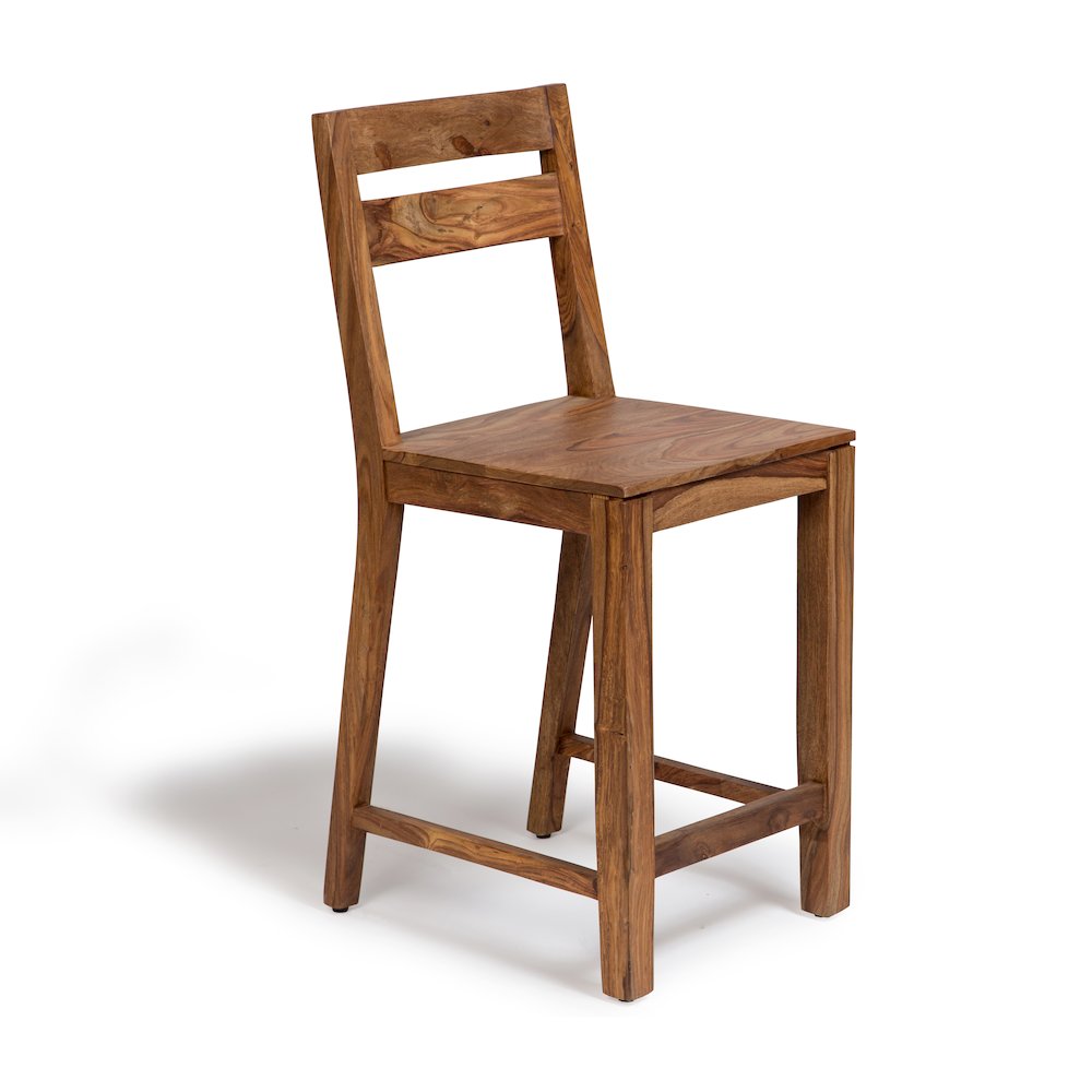 Urban Solid Sheesham Wood 24" Counter Height Dining Chair, Natural (Set of 2). Picture 1