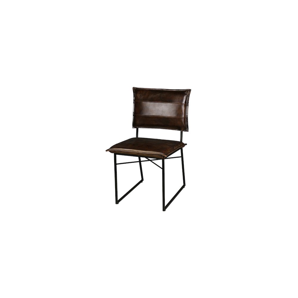 Porter Designs Malin Top Quality Leather Dining Chair, Dark Brown (Set of 2). Picture 1