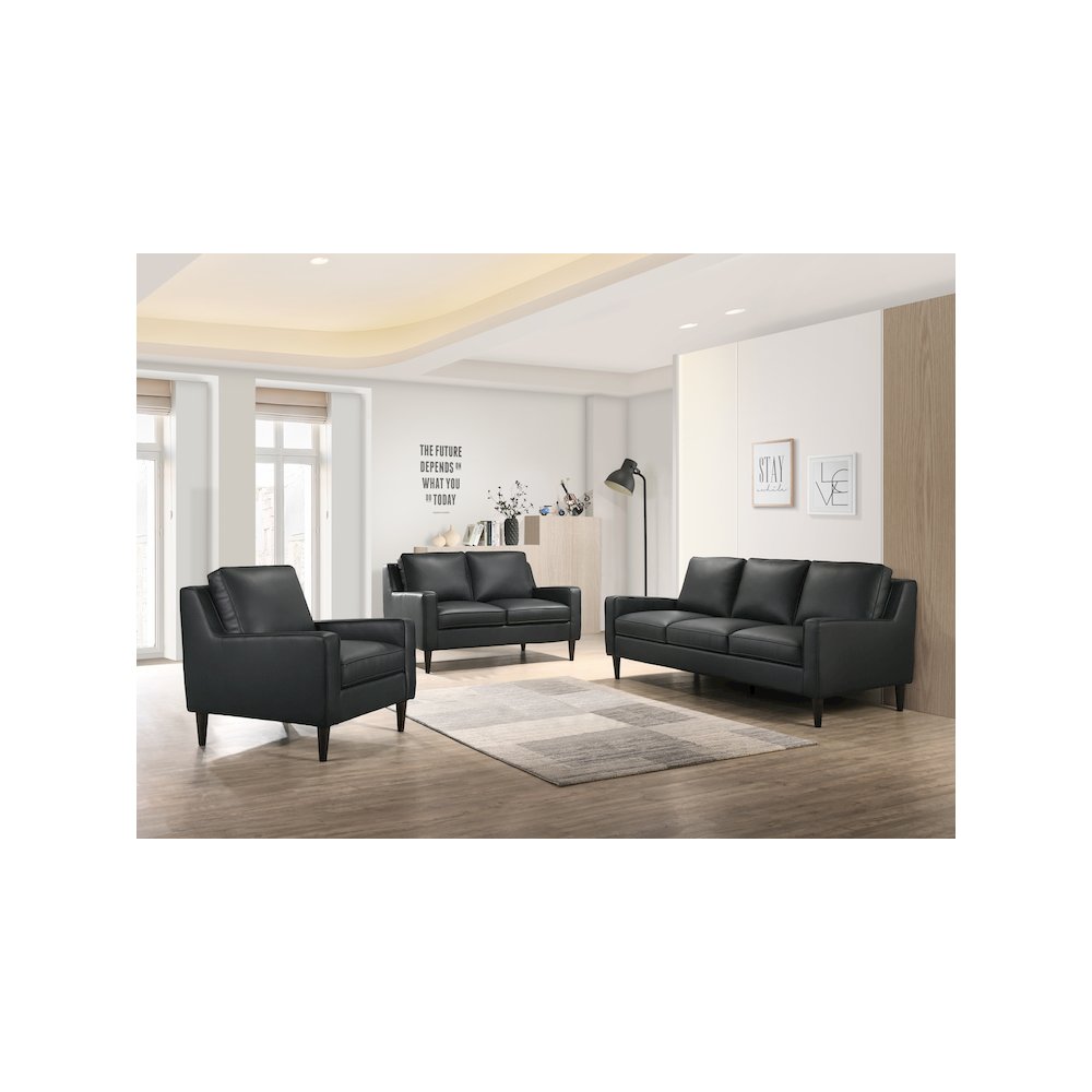 Porter Designs Lazio High Quality Leather Chair, Black. Picture 2