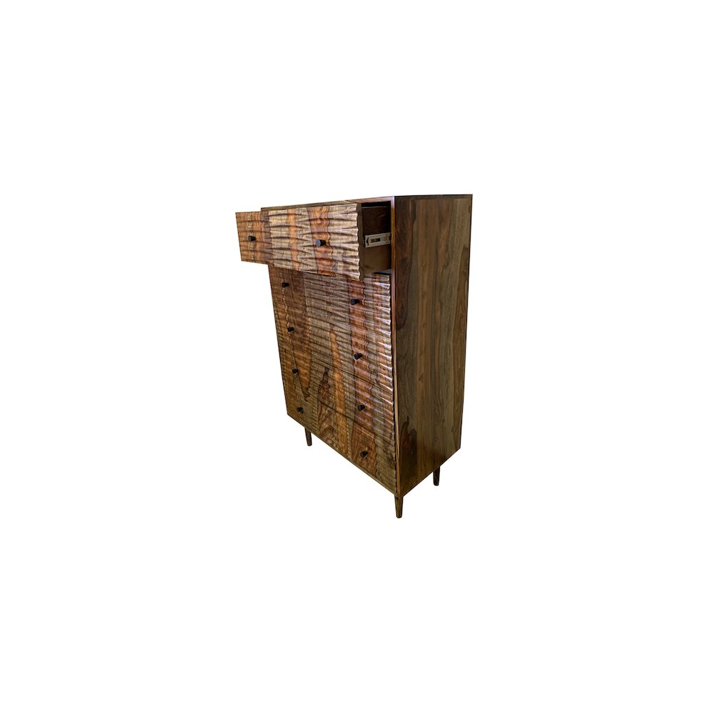 Porter Designs Waves Solid Sheesham Wood Chest, Brown. Picture 5