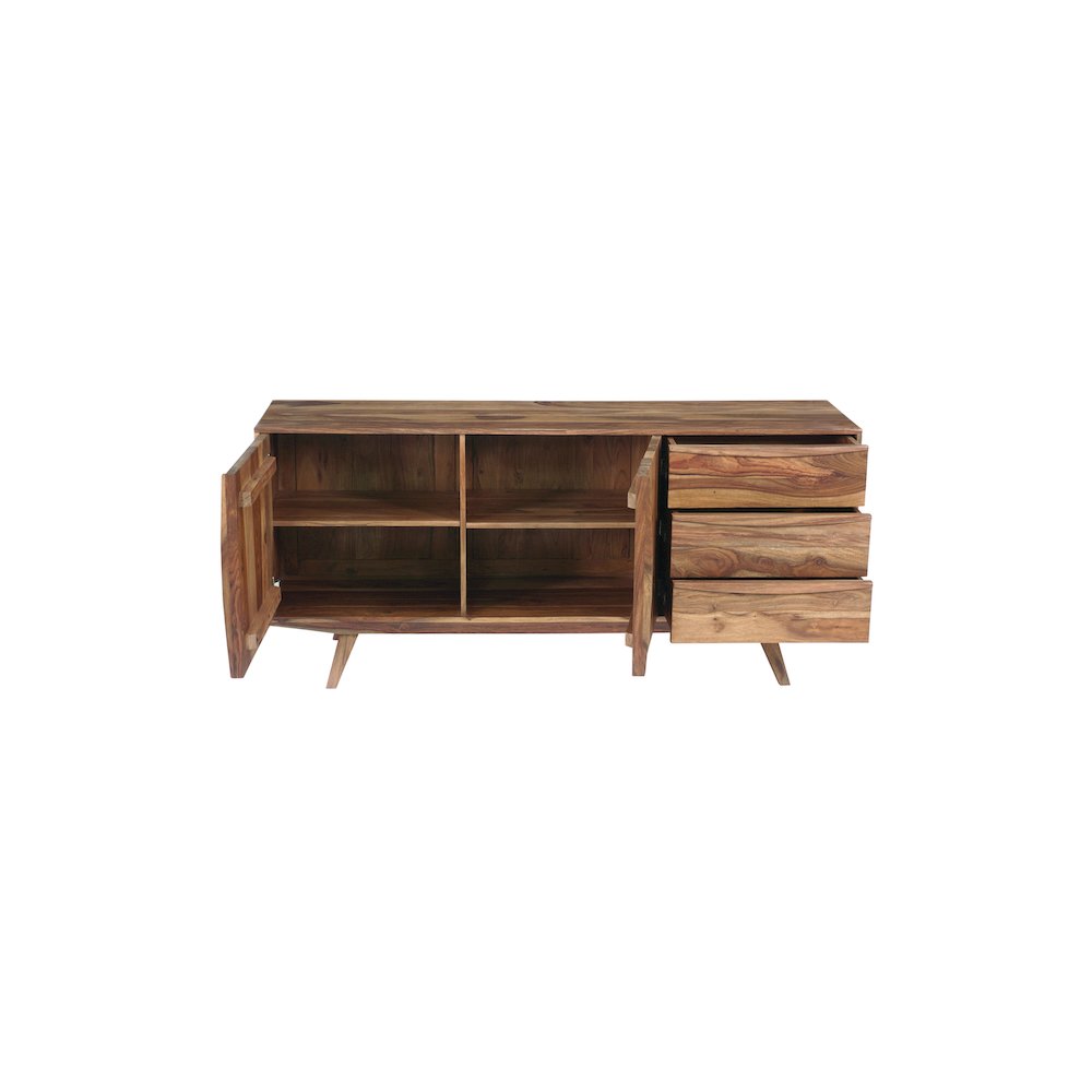 Porter Designs Fusion Solid Sheesham Wood Sideboard, Light Brown. Picture 6