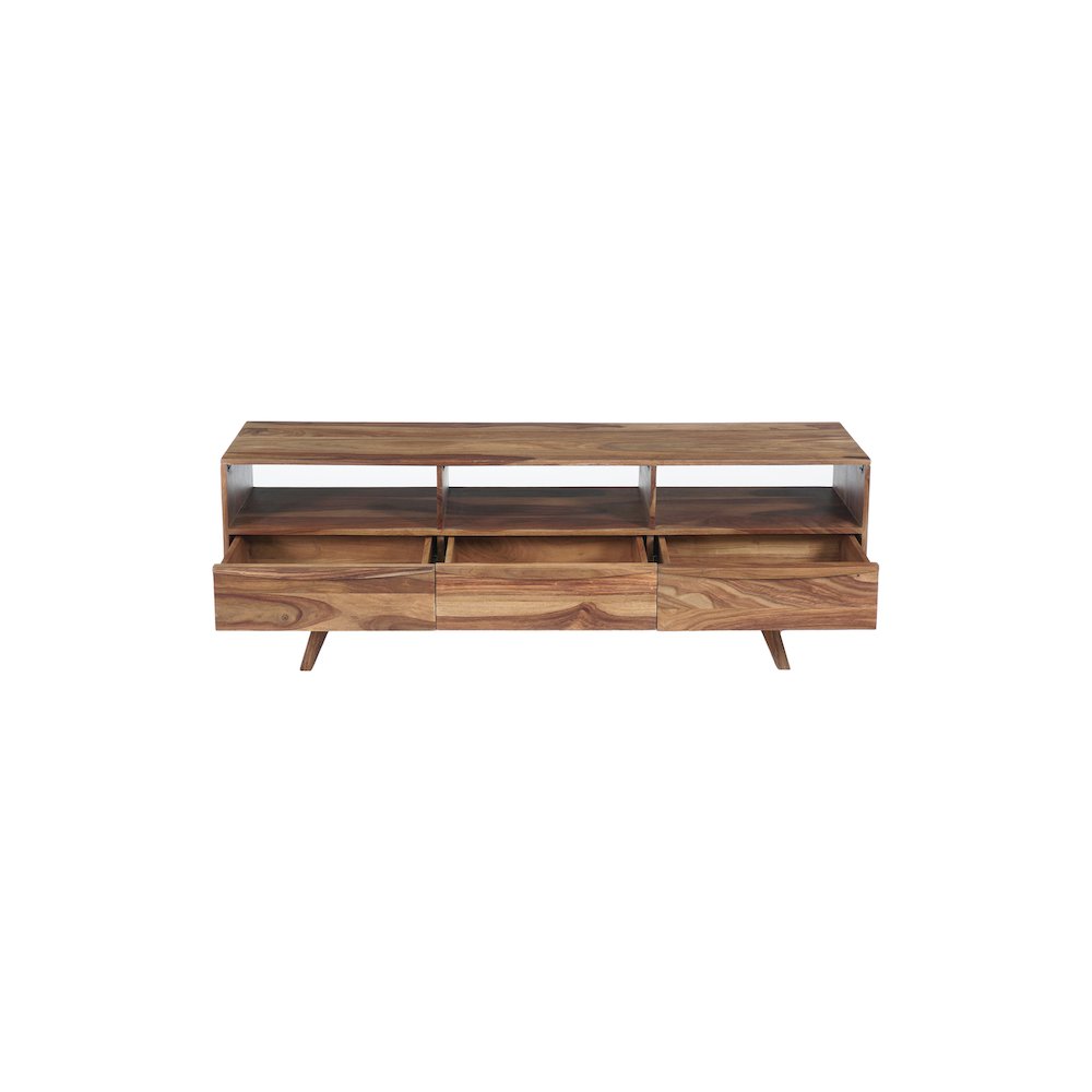 Porter Designs Fusion Solid Sheesham Wood TV Stand, Light Brown. Picture 7