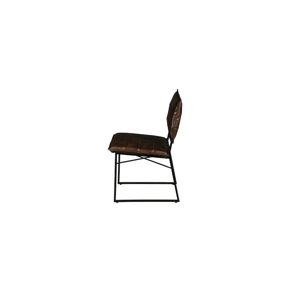 Porter Designs Malin Top Quality Leather Dining Chair, Dark Brown (Set of 2). Picture 3