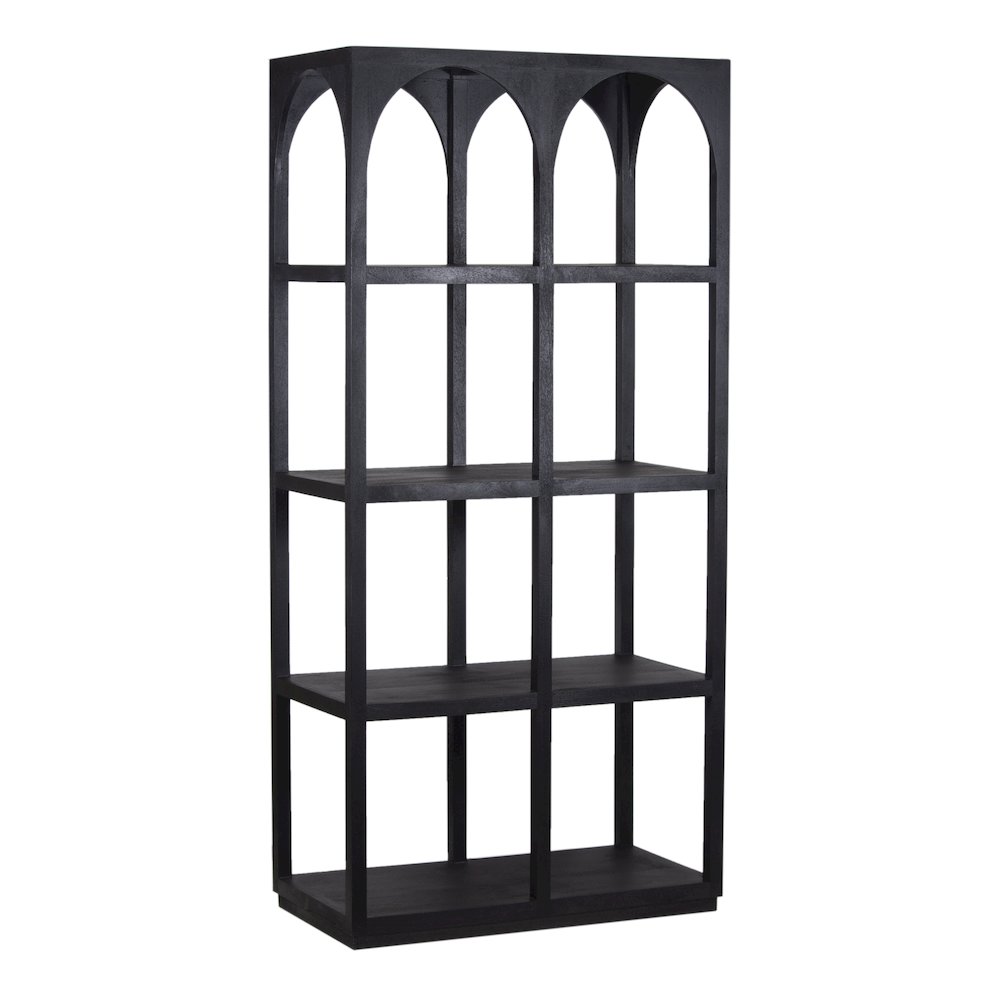 Tarragona Solid Mango Wood Bookcase, Black. Picture 1