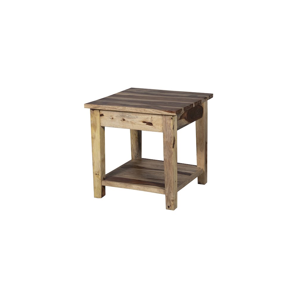 Porter Designs Taos Solid Sheesham Wood End Table, Natural. Picture 5