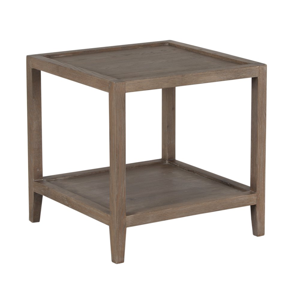 Lowell Solid White Oak Wood End Table, Brown. Picture 1