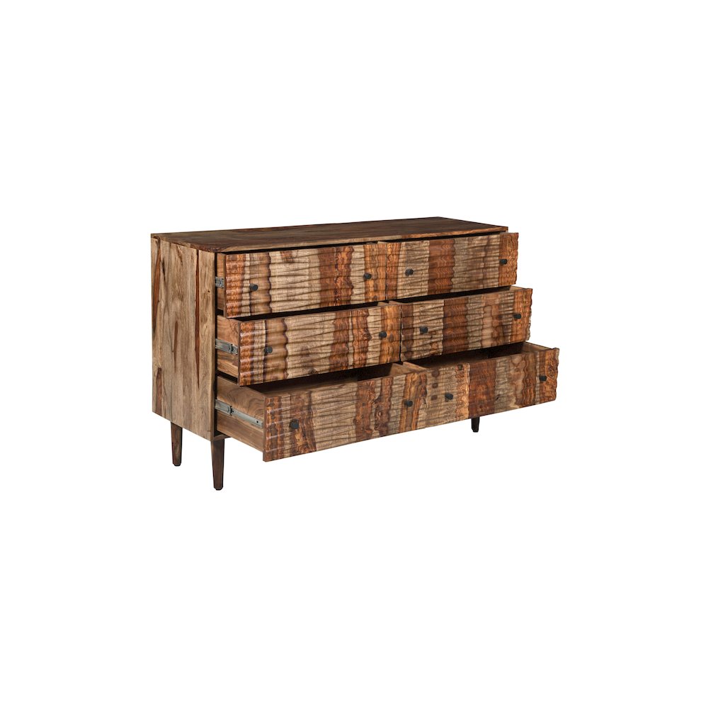 Waves Solid Sheesham Wood Dresser, Brown. Picture 5