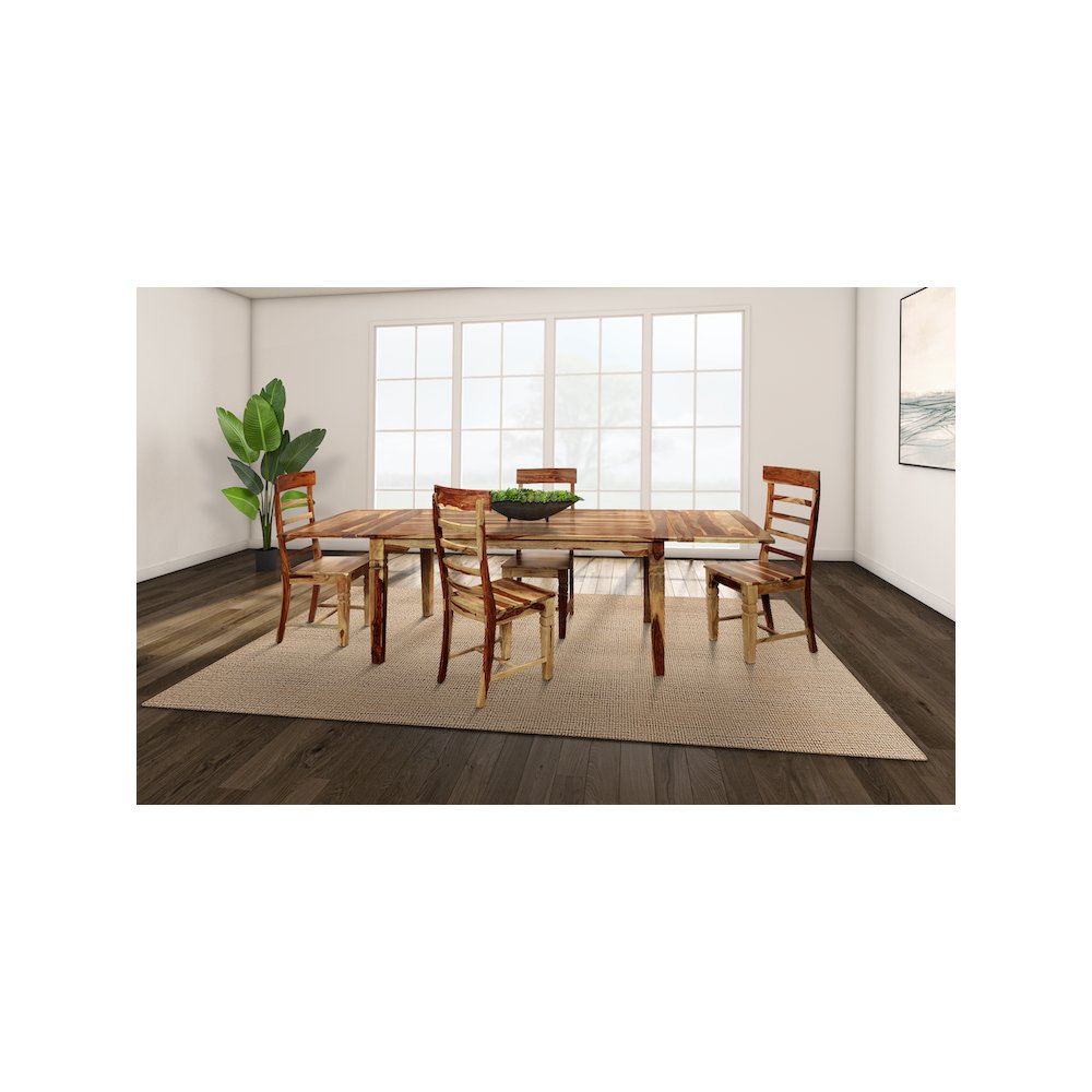 Taos Solid Sheesham Wood 72" - 112" Extension Dining Table, Natural. Picture 2