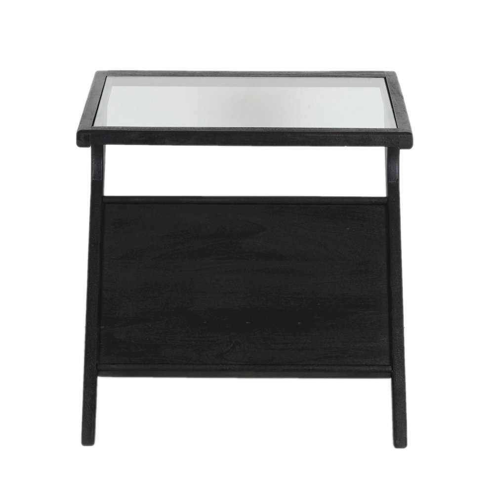 Canberra Solid Mango Wood End Table, Black. Picture 2