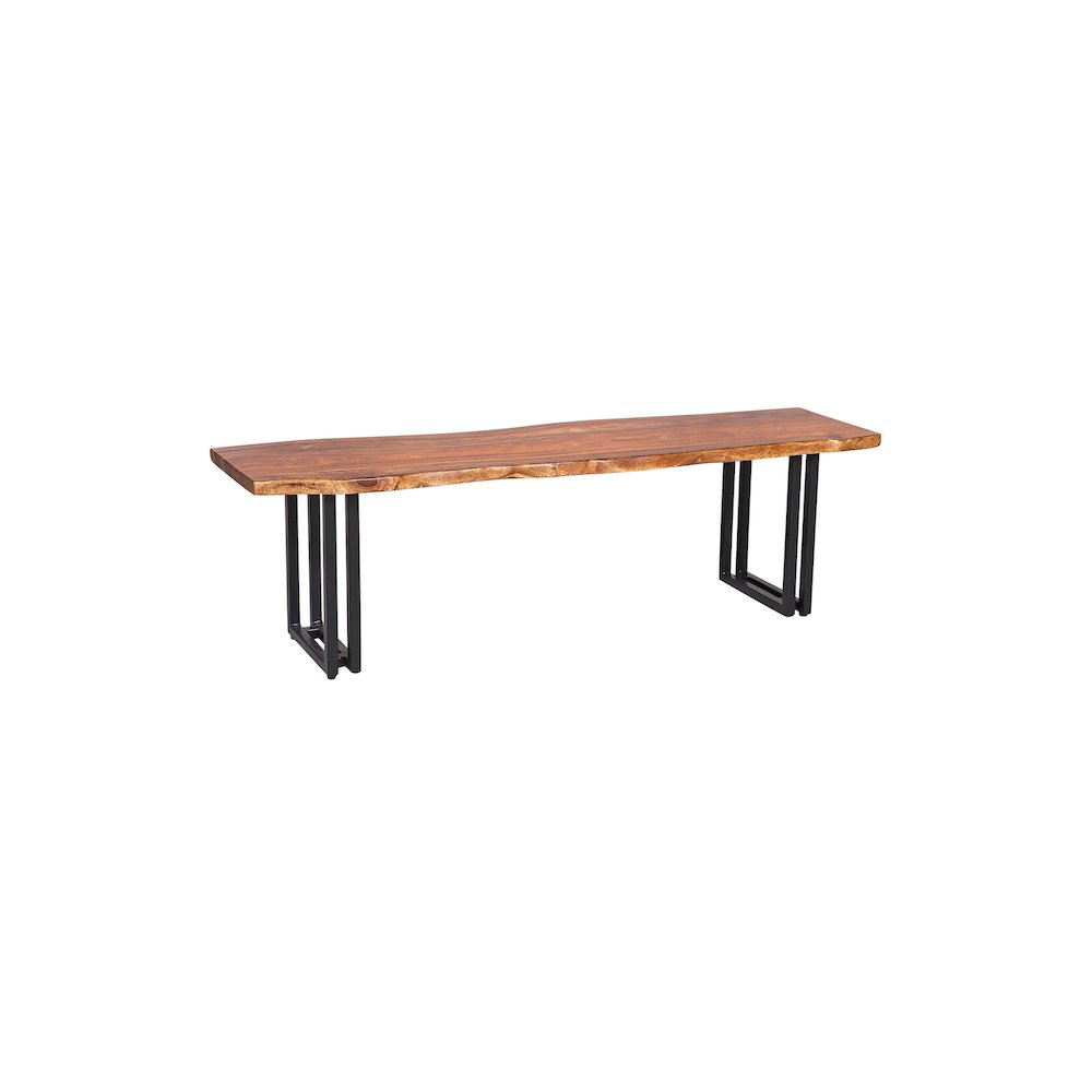 Porter Designs Manzanita Live Edge Solid Sheesham Wood Dining Bench, Brown. Picture 3
