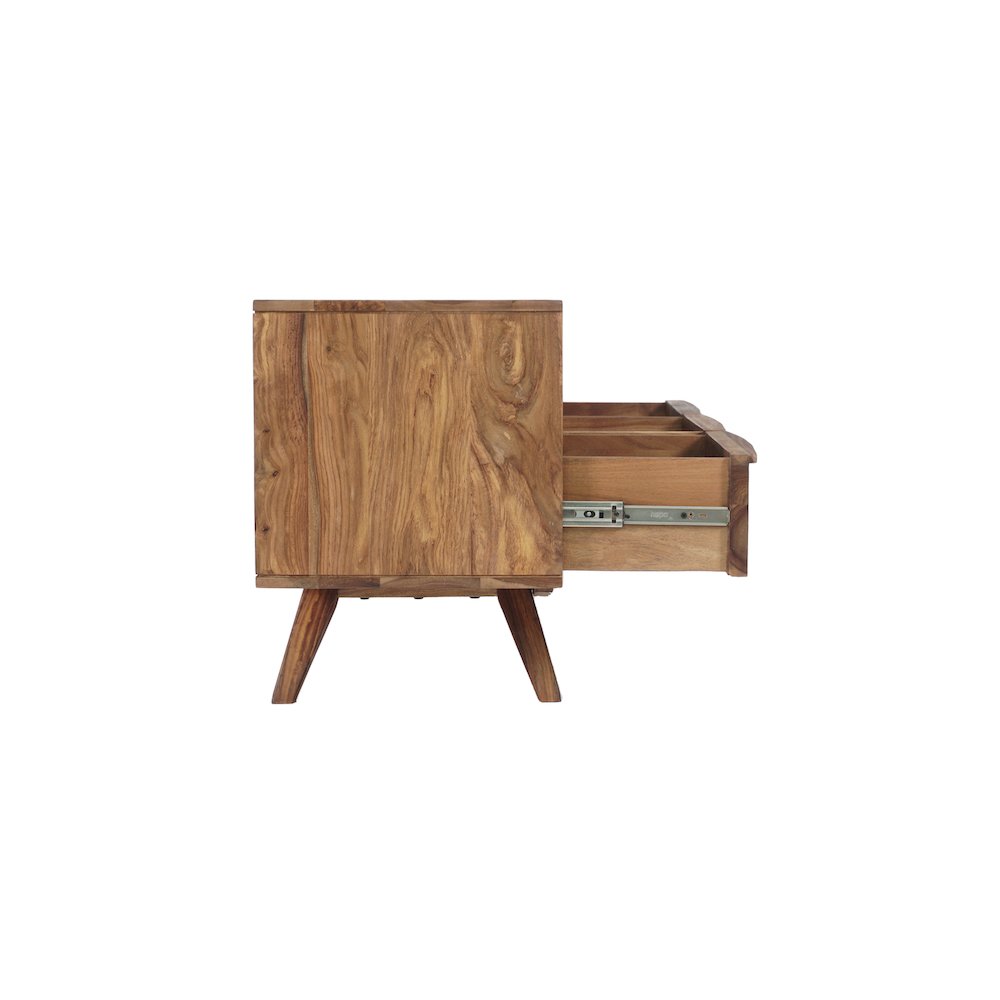 Porter Designs Fusion Solid Sheesham Wood TV Stand, Light Brown. Picture 5