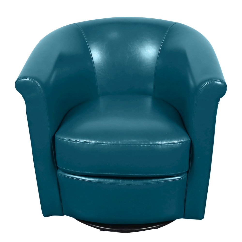 Porter Designs Marvel Contemporary Leather-Look Swivel Accent Chair, Blue. Picture 2