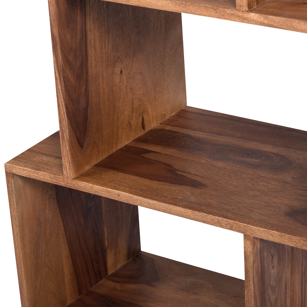 Porter Designs Urban Solid Sheesham Wood 6 Shelf Bookcase, Natural. Picture 7