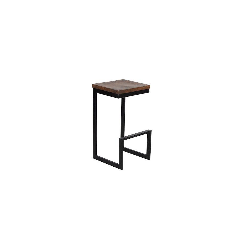 Porter Designs Cube Solid Wood & Metal Bar Stool, Brown (Set of 2). Picture 1