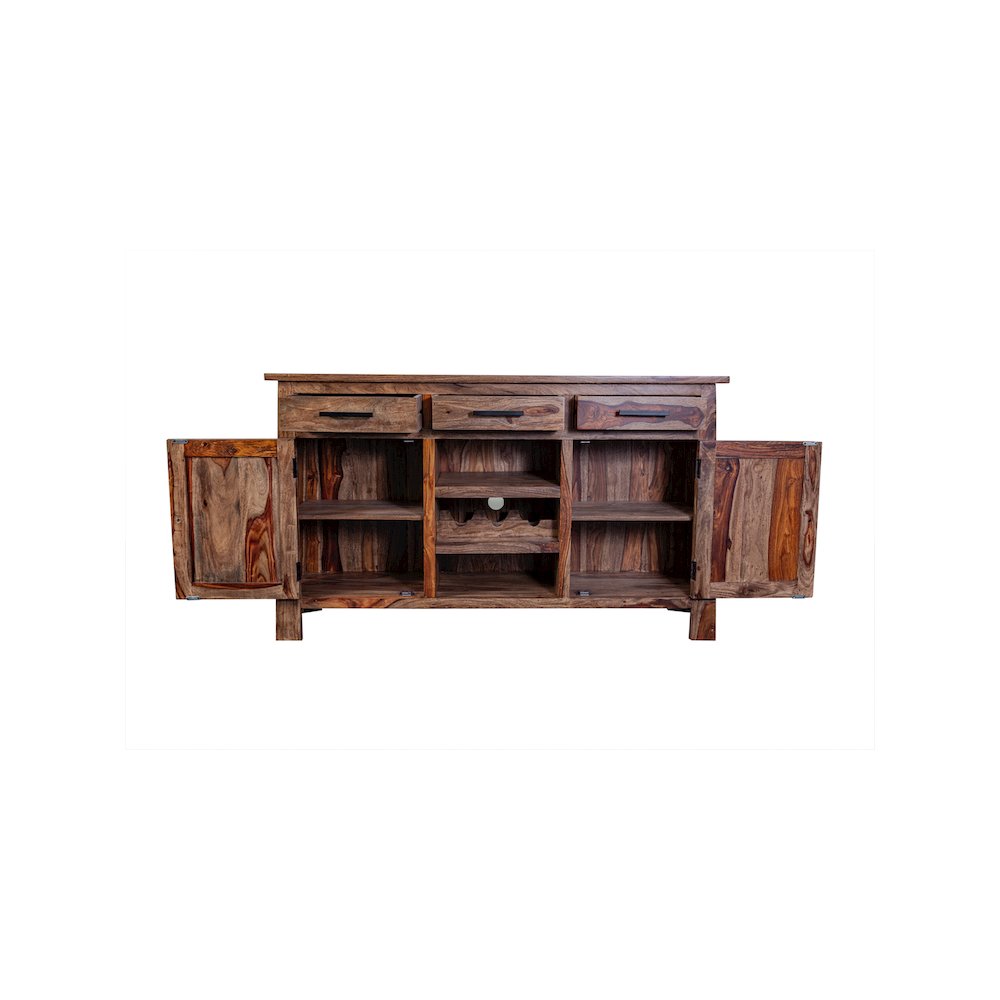 Porter Designs Kalispell Solid Sheesham Wood Bar Sideboard, Brown. Picture 5