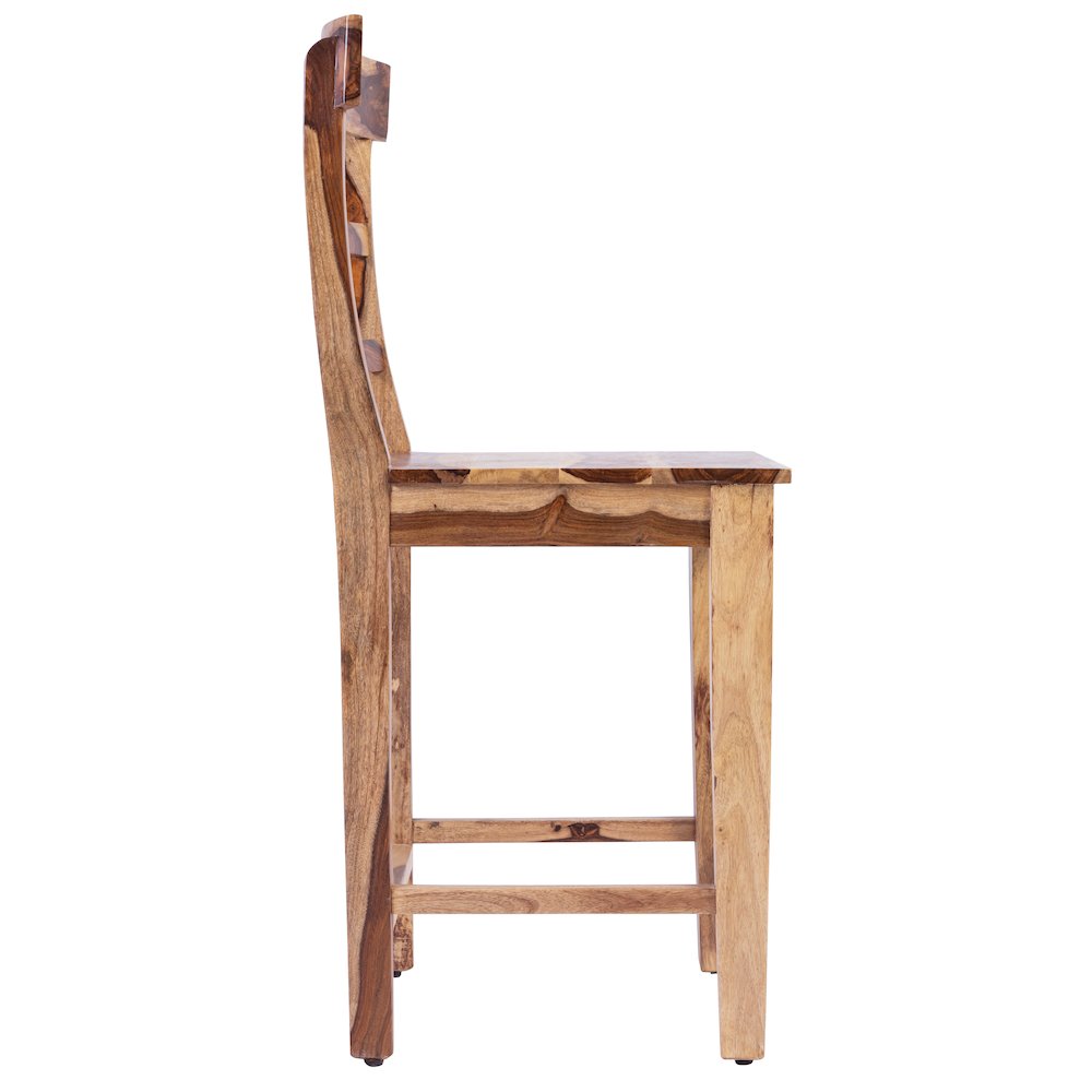 Porter Designs Taos Solid Sheesham Wood Counter Chair, Natural (Set of 2). Picture 3
