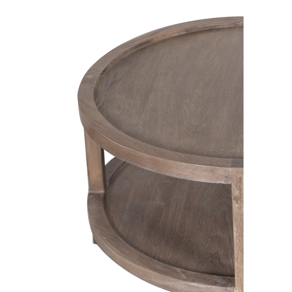 Lowell Solid White Oak Wood Coffee Table, Brown. Picture 4