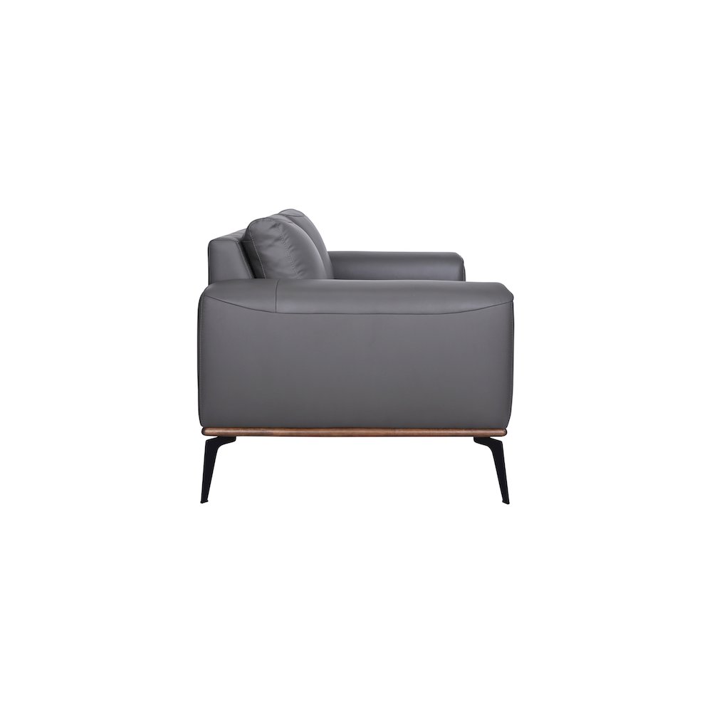 Porter Designs Pietro Top Grain Leather Loveseat, Gray. Picture 4
