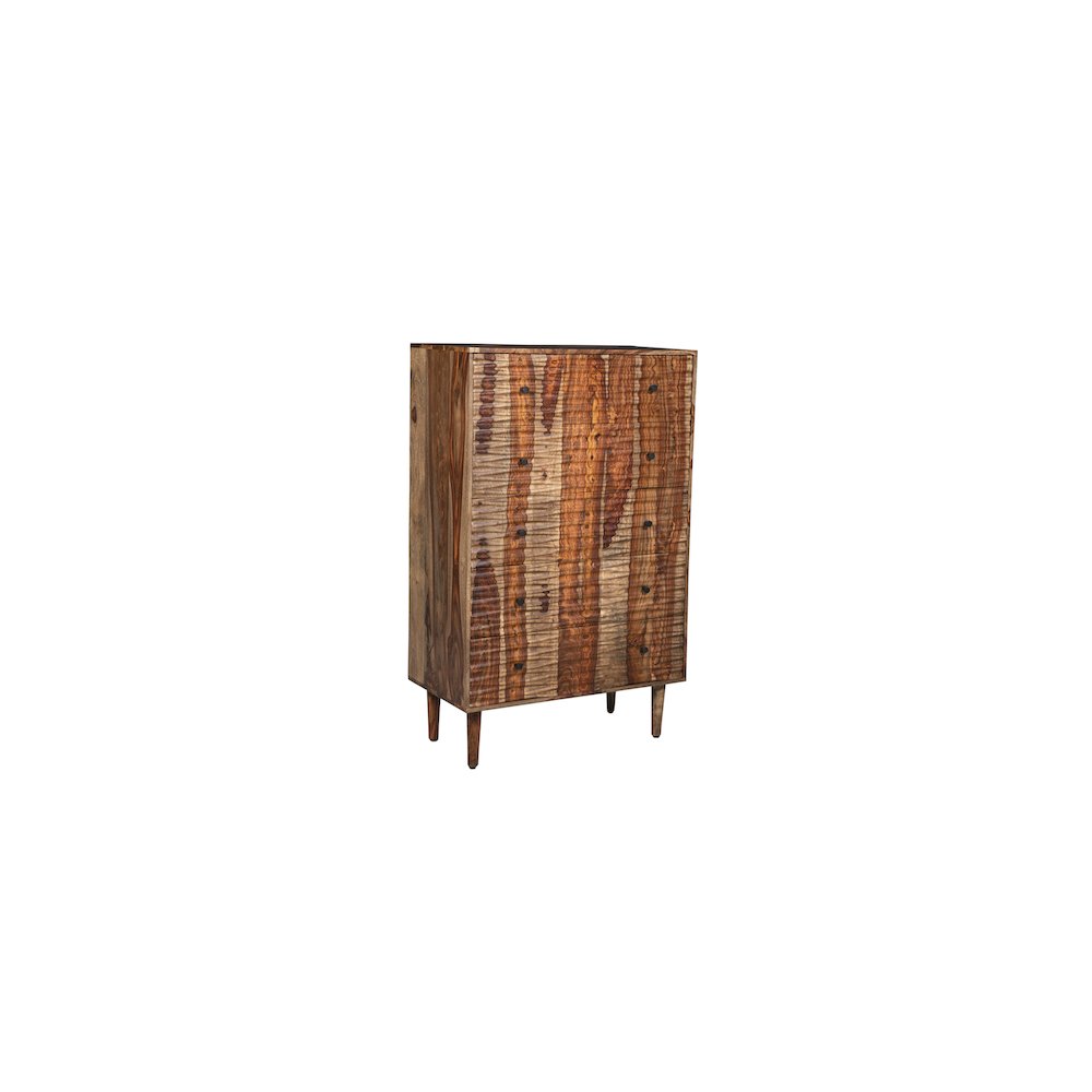 Porter Designs Waves Solid Sheesham Wood Chest, Brown. Picture 7