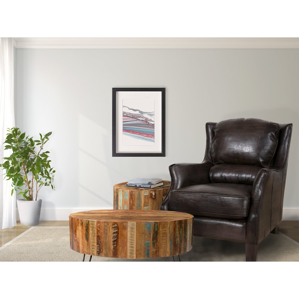 Porter Designs Garnett Crackle Leather Club Style Accent Chair, Brown. Picture 2