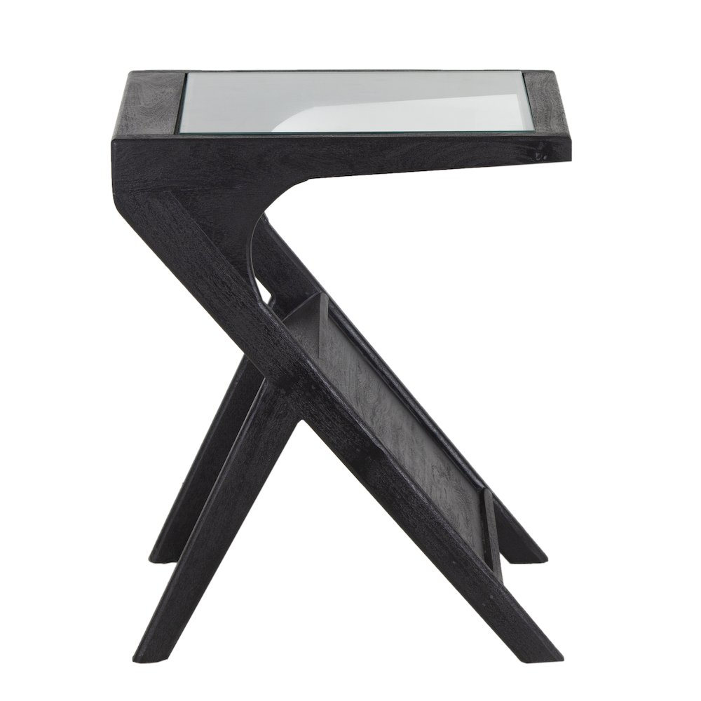 Canberra Solid Mango Wood End Table, Black. Picture 3