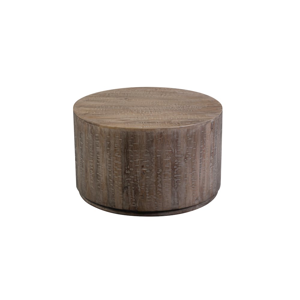 Porter Designs Drum Gray Wash Mango Wood Coffee Table, Gray. Picture 5