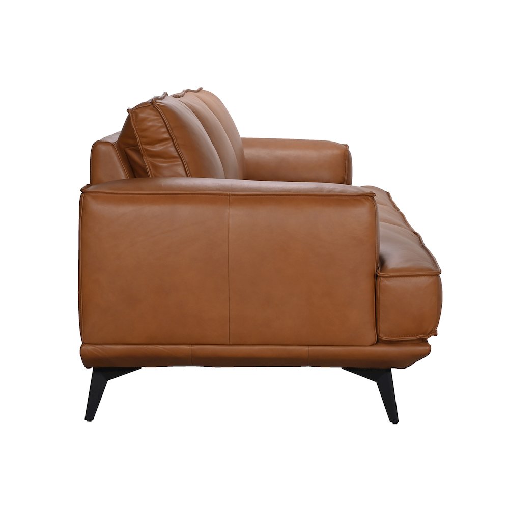 Pirelli Full-Grain Leather Loveseat, Brown. Picture 4