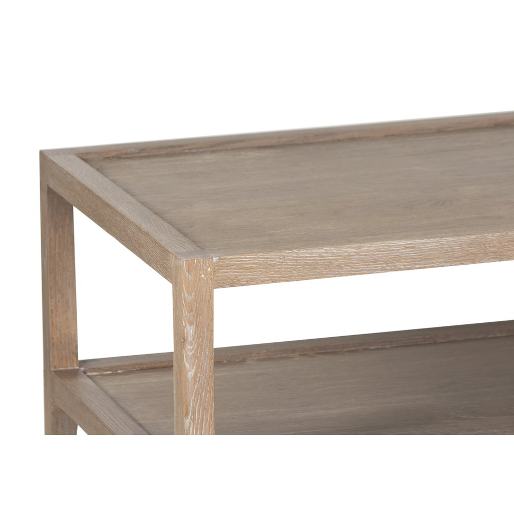 Lowell Solid White Oak Wood Coffee Table, Brown. Picture 4