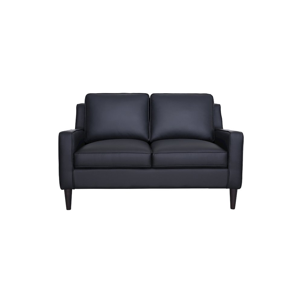 Porter Designs Lazio High Quality Leather Loveseat, Black. Picture 3