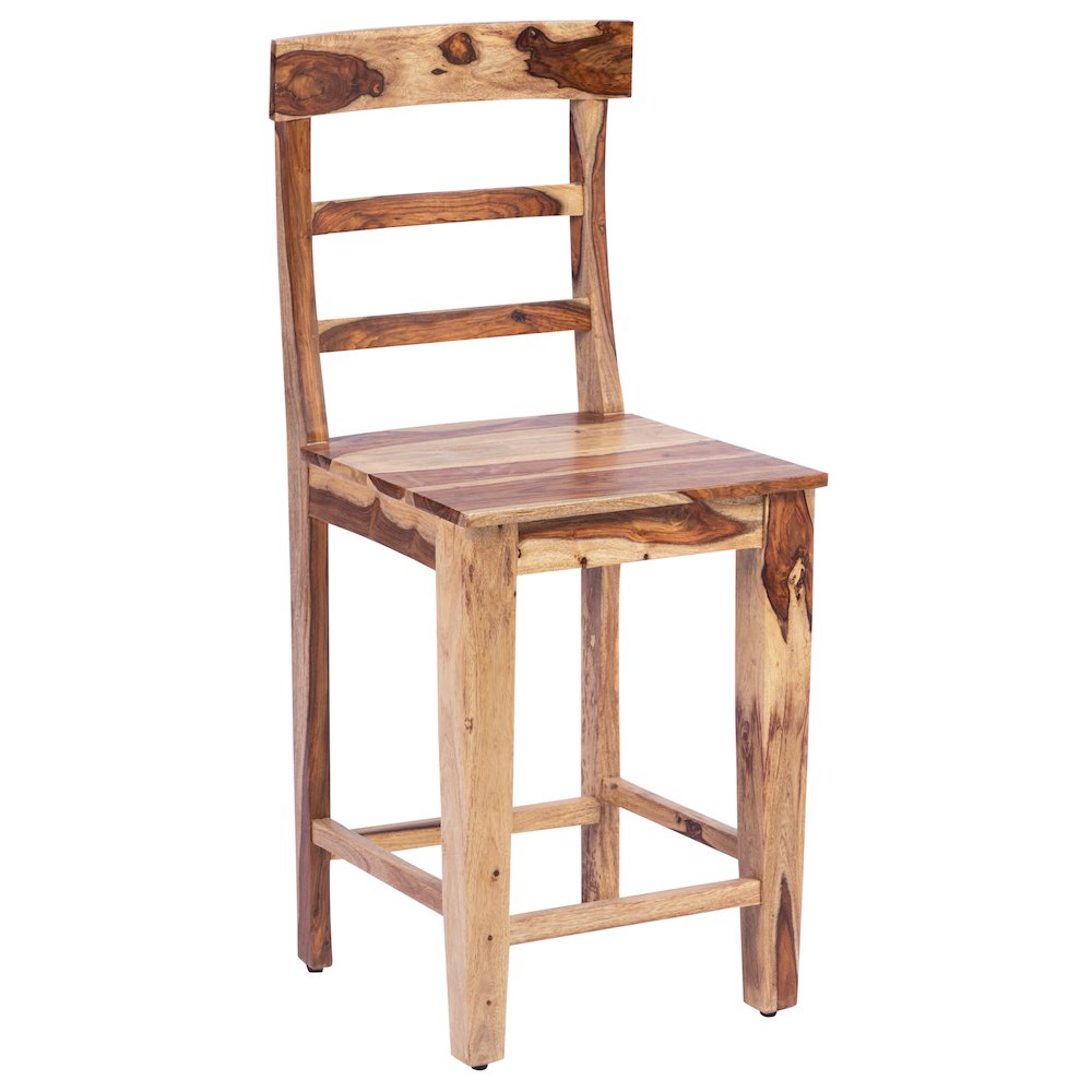 Porter Designs Taos Solid Sheesham Wood Counter Chair, Natural (Set of 2). Picture 1