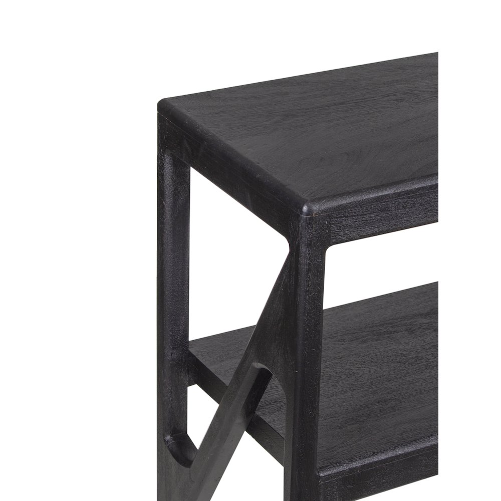 Canberra Solid Mango Wood TV Stand, Black. Picture 5