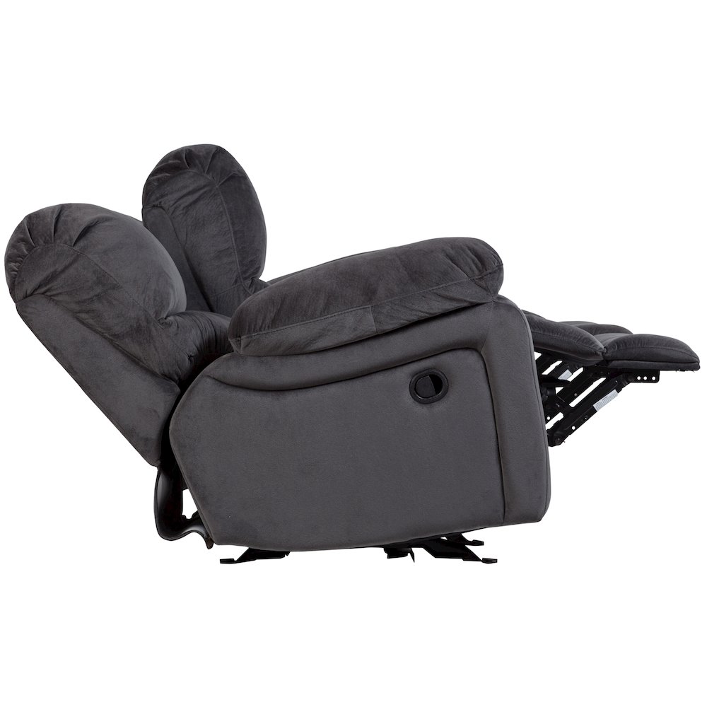 Porter Designs Ramsey Microfiber Reclining Console Loveseat, Gray. Picture 9