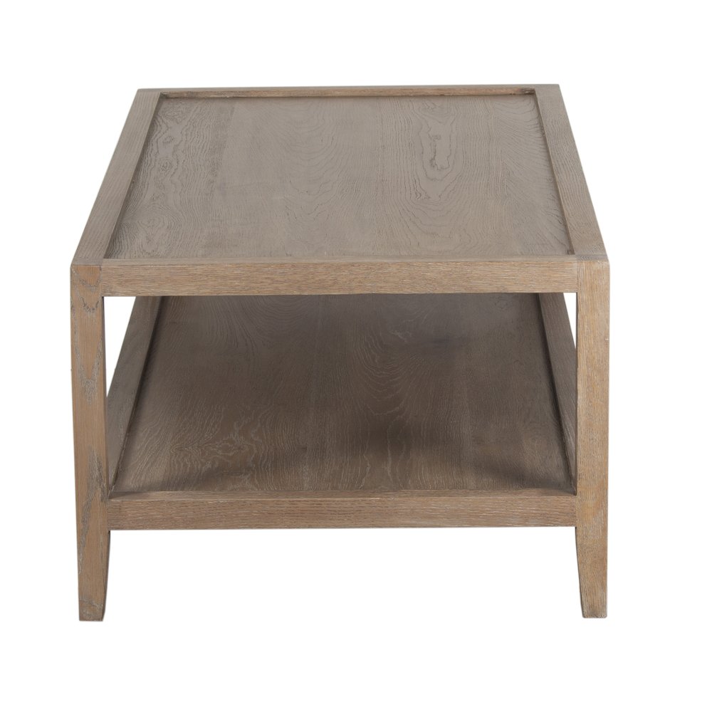 Lowell Solid White Oak Wood Coffee Table, Brown. Picture 3