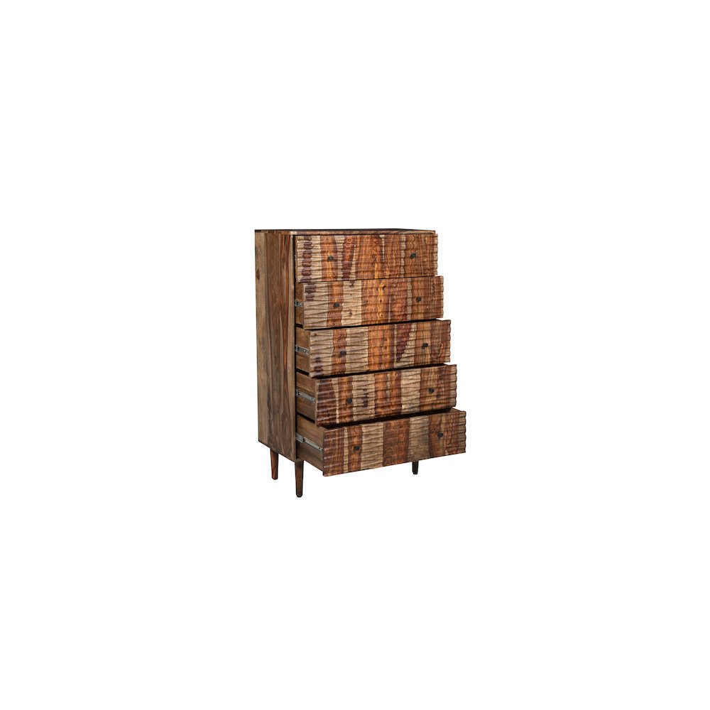 Porter Designs Waves Solid Sheesham Wood Chest, Brown. Picture 6