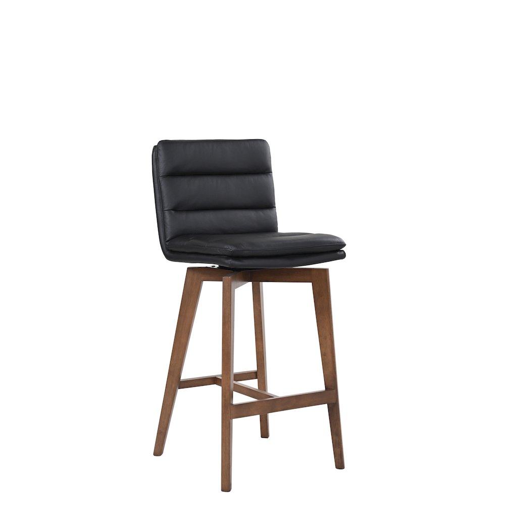Castor Genuine Leather Counter Chair, Gray. Picture 1