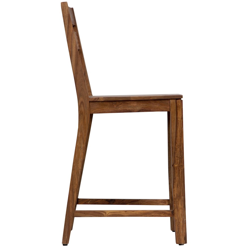 Urban Solid Sheesham Wood 24" Counter Height Dining Chair, Natural (Set of 2). Picture 3