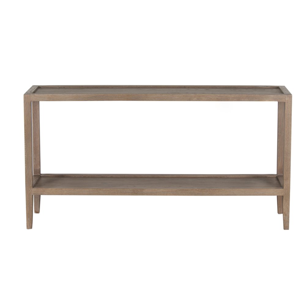 Lowell Solid White Oak Wood Console Table, Brown. Picture 2