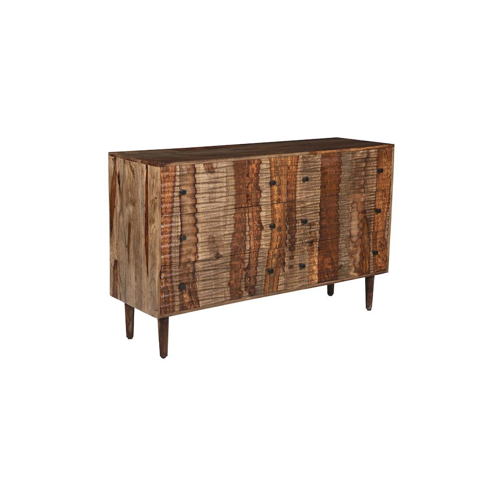 Waves Solid Sheesham Wood Dresser, Brown. Picture 7