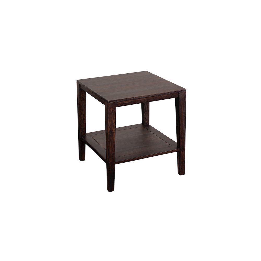 Porter Designs Fall River Solid Sheesham Wood End Table, Gray. Picture 1