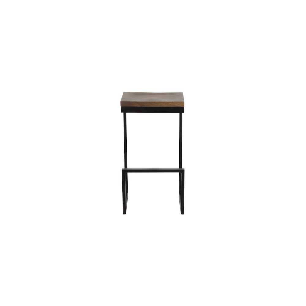 Porter Designs Cube Solid Wood & Metal Bar Stool, Brown (Set of 2). Picture 2