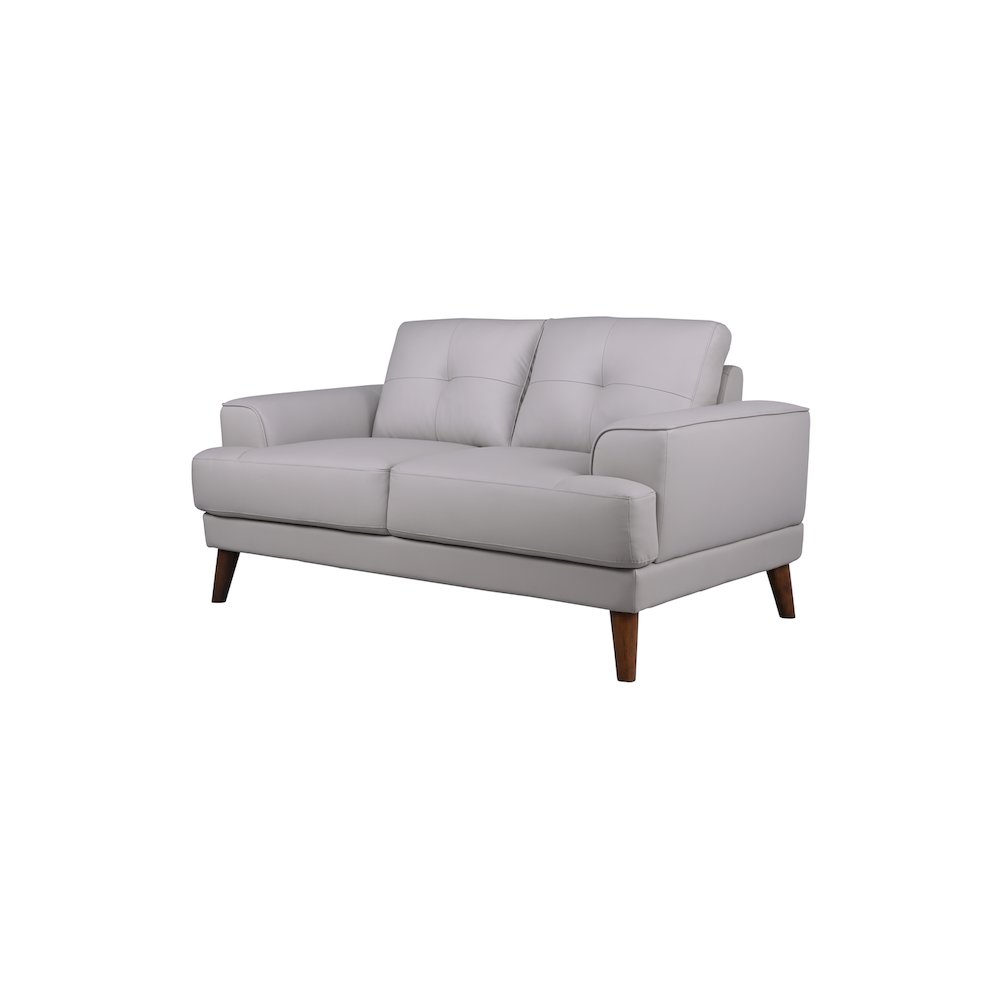 Porter Designs Anzio Top Quality Leather Loveseat, Cream. Picture 1