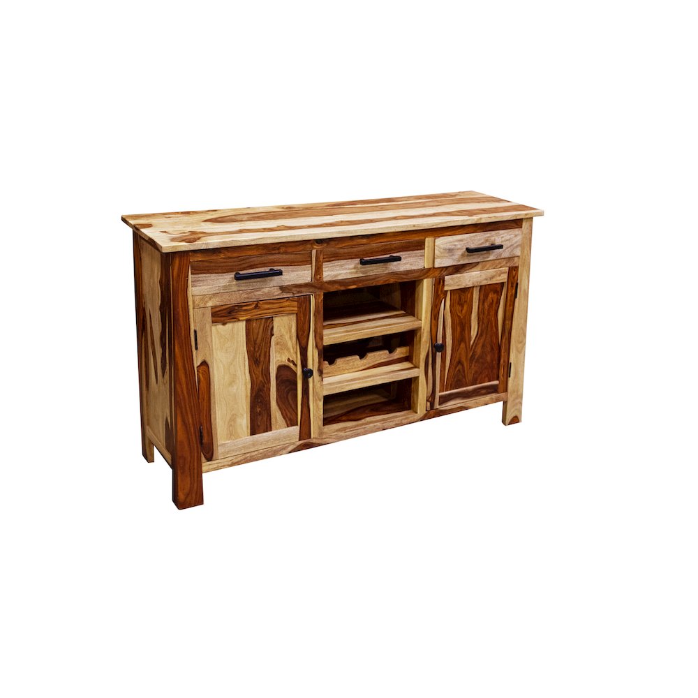 Porter Designs Kalispell Solid Sheesham Wood Bar Sideboard, Natural. Picture 1