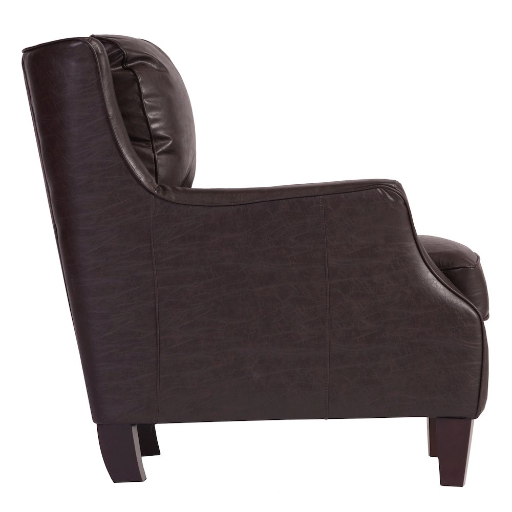 Porter Designs Garnett Crackle Leather Club Style Accent Chair, Brown. Picture 4