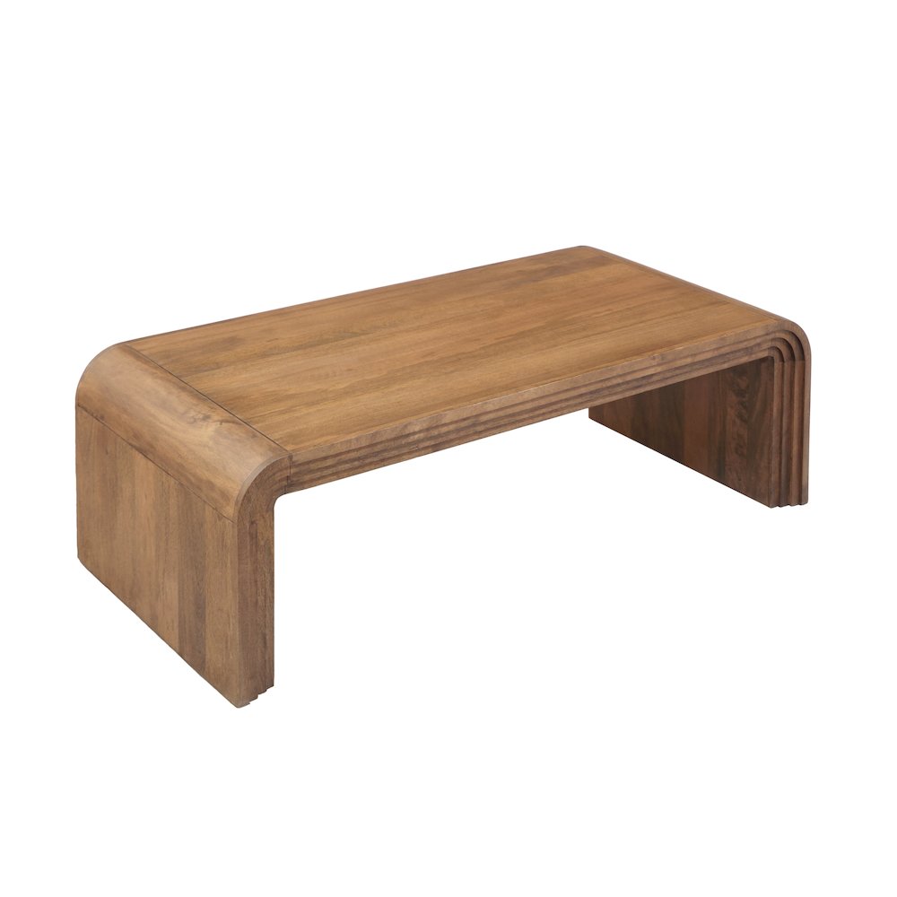 Palencia Solid Mango Wood Coffee Table, Natural. Picture 1
