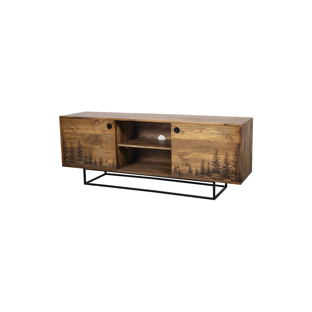 Porter Designs Cascade Solid Wood TV Stand, Natural. Picture 1