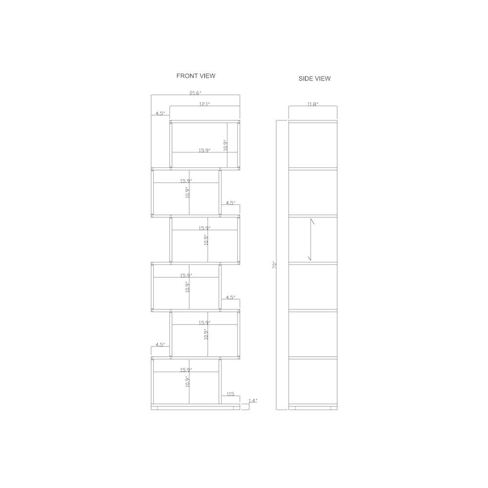 Porter Designs Urban Solid Sheesham Wood 6 Shelf Bookcase, Natural. Picture 4